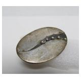 Vintage Sterling Silver Oval Modernist Brooch