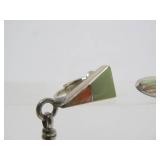 Great Looking Pair of Sterling Silver Native American Inlaid Feather Earrings