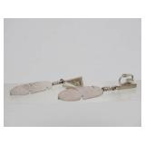 Great Looking Pair of Sterling Silver Native American Inlaid Feather Earrings