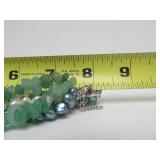 Unworn Multi-Strand Genuine Pearl & Green Stone Necklace