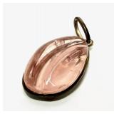 Beautiful signed Vintage .950 Silver & Carved Pink Tourmaline "Forma Livre" Pendant by Burle Marx