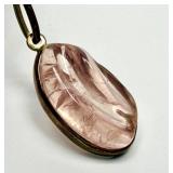 Beautiful signed Vintage .950 Silver & Carved Pink Tourmaline "Forma Livre" Pendant by Burle Marx