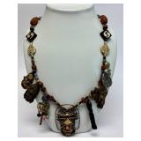 Unusual Large Multi Pendant Tribal Beaded Necklace