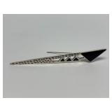 Large Modernist Black & Sterling Silver Brooch