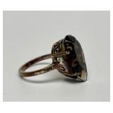 Sterling Silver Ring w/LARGE Faceted Smoky Quartz