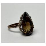 Sterling Silver Ring w/LARGE Faceted Smoky Quartz