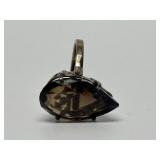 Sterling Silver Ring w/LARGE Faceted Smoky Quartz