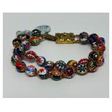 Beautiful NOS Vintage Murano Glass Double Strand Beaded Bracelet- New with Tags