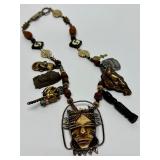 Unusual Large Multi Pendant Tribal Beaded Necklace