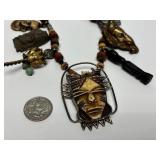 Unusual Large Multi Pendant Tribal Beaded Necklace