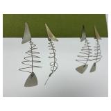 2 Sets of Signed Sterling Silver Abstract Modernist Fish Earrings - Signed Cole