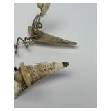 2 Sets of Signed Sterling Silver Abstract Modernist Fish Earrings - Signed Cole