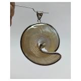 Large Sterling Silver & Iridescent Shell Pendant