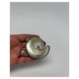 Large Sterling Silver & Iridescent Shell Pendant