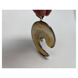 Large Sterling Silver & Iridescent Shell Pendant