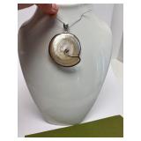 Large Sterling Silver & Iridescent Shell Pendant