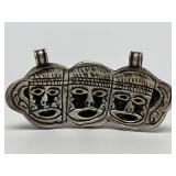 Vintage Hand Carved Tribal Bone Pendant w/Faces