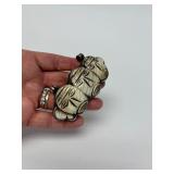 Vintage Hand Carved Tribal Bone Pendant w/Faces