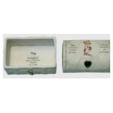 Precious Moments May Emerald Color of Patience with Treasure Chest and Angel Figurine