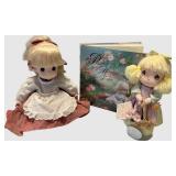 Precious Moments Dolls (Lot of 3) - 2 Dolls & Moments Last Forever Book by Laura C. Martin