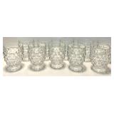 10 Fostoria Glass Goblets - Clear Faceted Glassware Set