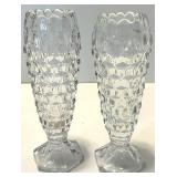 Assorted 12 piece Crystal Diamond-Cut Glassware Collection - Vases, Candle Holder, Bowls, Sugar & Creamer including Fostoria