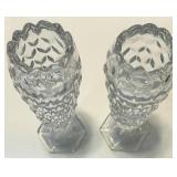 Assorted 12 piece Crystal Diamond-Cut Glassware Collection - Vases, Candle Holder, Bowls, Sugar & Creamer including Fostoria