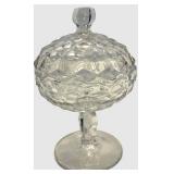 Assorted Crystal Diamond-Cut Glassware Set with Vase, Lidded Compote & Coupe Glasses including Fostoria