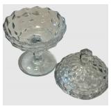 Assorted Crystal Diamond-Cut Glassware Set with Vase, Lidded Compote & Coupe Glasses including Fostoria