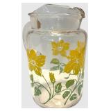 Vintage Pitcher - Clear Glass Floral Pattern (Yellow Flowers)