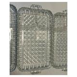 Clear Glass Snack Serving Trays & Oval Plates - Pressed Pattern