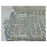 Clear Glass Snack Serving Trays & Oval Plates - Pressed Pattern