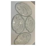 Clear Glass Snack Serving Trays & Oval Plates - Pressed Pattern