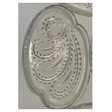 Clear Glass Snack Serving Trays & Oval Plates - Pressed Pattern