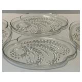 Clear Glass Snack Serving Trays & Oval Plates - Pressed Pattern