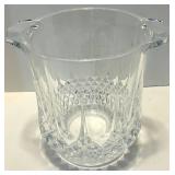 Diamond-Cut Glass Ice Bucket, Serving Dish with Salt & Pepper Shakers