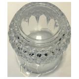 Diamond-Cut Glass Ice Bucket, Serving Dish with Salt & Pepper Shakers
