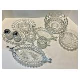 Crystal Glass Diamond-Cut Bowls with Salt & Pepper Shakers and More including Fostoria