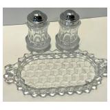 Crystal Glass Diamond-Cut Bowls with Salt & Pepper Shakers and More including Fostoria
