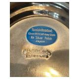 Silver Holiday Bell Set & Ornate Bowl, Angel, Santa & Reindeer Motifs