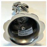 Silver Holiday Bell Set & Ornate Bowl, Angel, Santa & Reindeer Motifs