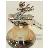Silver Holiday Bell Set & Ornate Bowl, Angel, Santa & Reindeer Motifs
