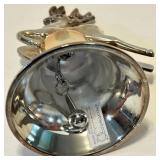 Silver Holiday Bell Set & Ornate Bowl, Angel, Santa & Reindeer Motifs