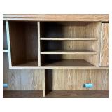 Oak Office Desk with Hutch & File Cabinet - Open Shelves & Drawers, on Casters and Desk Organizers