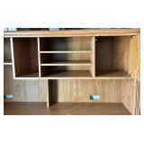 Oak Office Desk with Hutch & File Cabinet - Open Shelves & Drawers, on Casters and Desk Organizers