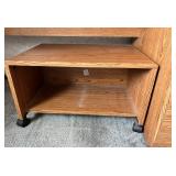Oak Office Desk with Hutch & File Cabinet - Open Shelves & Drawers, on Casters and Desk Organizers