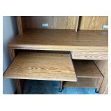 Oak Office Desk with Hutch & File Cabinet - Open Shelves & Drawers, on Casters and Desk Organizers