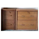 Filing Cabinets Pair - Oak Finish with Locks & Hanging File Rails