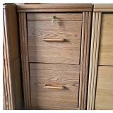 Filing Cabinets Pair - Oak Finish with Locks & Hanging File Rails
