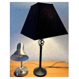 Desk Lamps Pair - Black Twisted-Stem Lamp & Silver Shade Desk Lamp